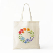 Floral Wreath Tote Bag – Watercolor Botanical Circ