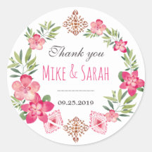 Floral Wreath Tribal Pattern Wedding for Sticker