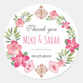 Floral Wreath Tribal Pattern Wedding for Sticker
