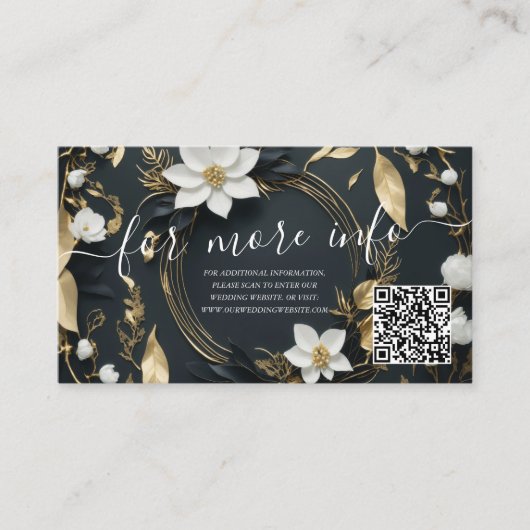Floral Wreath Trouwgegevens Informatie QR Code Informatiekaartje (Voorkant)
