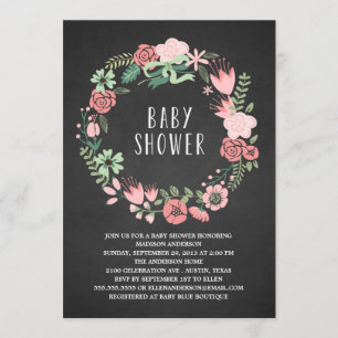 Floral Wreath   Uitnodiging tot Baby shower