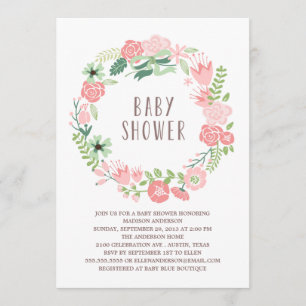 Floral Wreath   Uitnodiging tot Baby shower