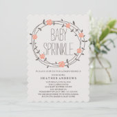 Floral Wreath | Uitnodiging voor Baby Sprinkle (Staand voorkant)