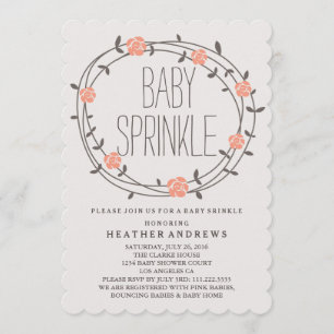 Floral Wreath   Uitnodiging voor Baby Sprinkle