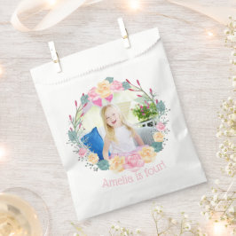 Floral Wreath unicorn Birthday Party Custom Photo Bedankzakje