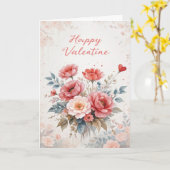 Floral Wreath Valentine Elegant Happy Valentines Kaart (Gele Bloem)