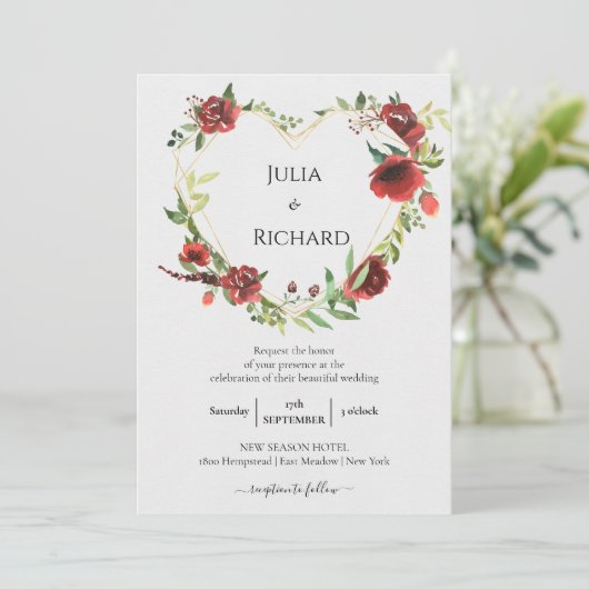 Floral Wreath | Viering van het huwelijk van Bourg Kaart (Staand voorkant)