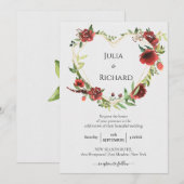 Floral Wreath | Viering van het huwelijk van Bourg Kaart (Voorkant / Achterkant)