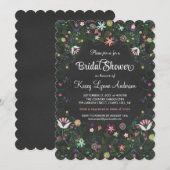 Floral Wreath Vrijgezellenfeest Chalkboard-uitnodi Kaart (Voorkant / Achterkant)