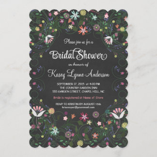 Floral Wreath Vrijgezellenfeest Chalkboard-uitnodi Kaart