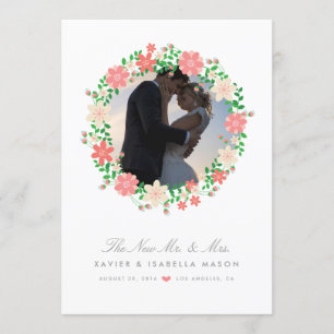 Floral Wreath Wedding Announcement Aankondiging