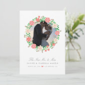 Floral Wreath Wedding Announcement Aankondiging (Staand voorkant)