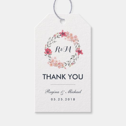  Floral Wreath Wedding Dank je Label Cadeaulabel (Voorkant)