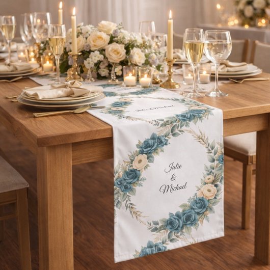 Floral Wreath Wedding Decor Newlyweds Monogram Lange Tafelloper