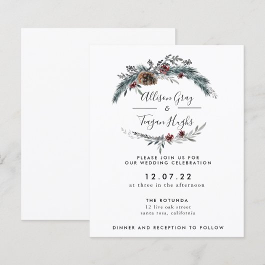 Floral Wreath Wedding Invitation | Begrotingsbroch (Voorkant / Achterkant)