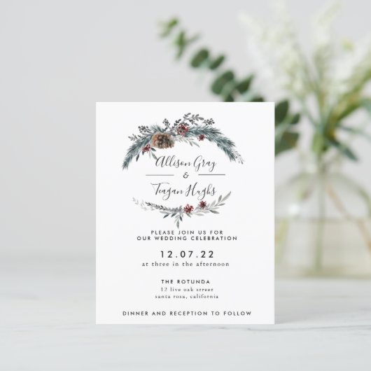Floral Wreath Wedding Invitation | Begrotingsbroch (Staand voorkant)