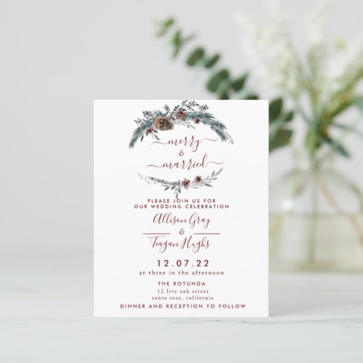 Floral Wreath Wedding Invitation | Begrotingsbroch (Staand voorkant)
