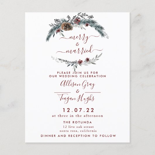 Floral Wreath Wedding Invitation | Begrotingsbroch (Voorkant)