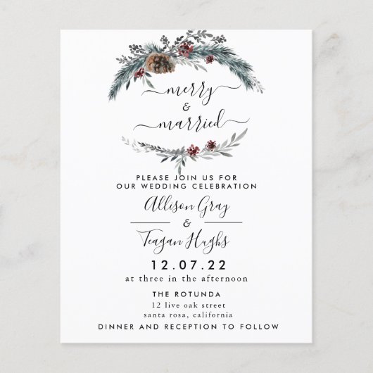 Floral Wreath Wedding Invitation | Begrotingsbroch Flyer (Voorkant)