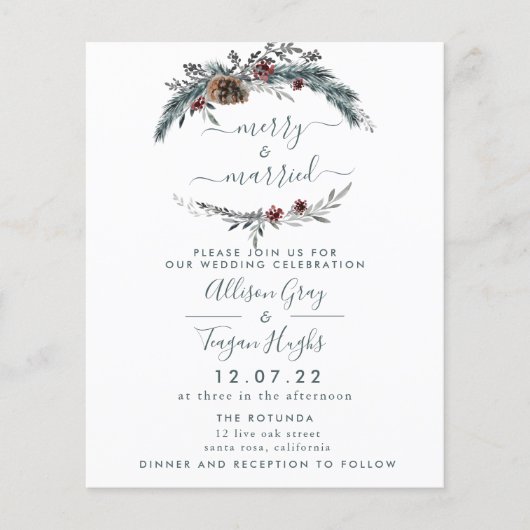 Floral Wreath Wedding Invitation | Begrotingsbroch Flyer (Voorkant)