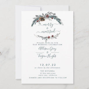 Floral Wreath Wedding Invitation Kaart