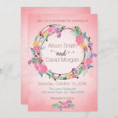 Floral Wreath Wedding Invitation Kaart (Voorkant / Achterkant)