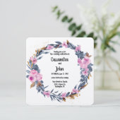  Floral Wreath Wedding Kaart (Staand voorkant)