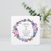 Floral Wreath Wedding Kaart (Staand voorkant)