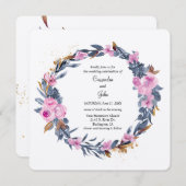 Floral Wreath Wedding Kaart (Voorkant / Achterkant)