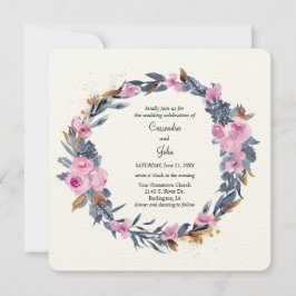 Floral Wreath Wedding Kaart