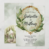 Floral Wreath Wedding Lillies of the Valley Kaart (Voorkant / Achterkant)