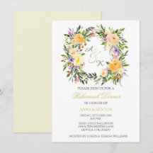 Floral Wreath Wedding Rehearsal Dinner Uitnodiging