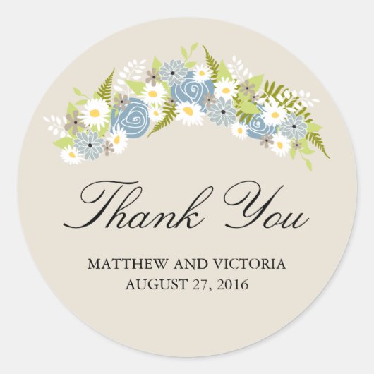 Floral Wreath Wedding Ronde Sticker (Voorkant)