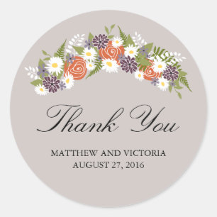 Floral Wreath Wedding Ronde Sticker