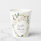 Floral Wreath Wedding White Waterverf Papieren Bekers (Achterkant)
