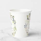 Floral Wreath Wedding White Waterverf Papieren Bekers (Links)