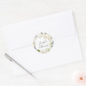 Floral Wreath Wedding White Waterverf Ronde Sticker (Envelop)