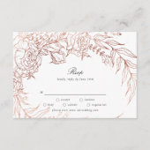 Floral Wreath White Black Emerald Copper Wedding RSVP Kaartje (Voorkant)