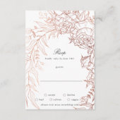 Floral Wreath White Black Emerald Copper Wedding RSVP Kaartje (Voorkant)