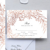 Floral Wreath White Black Emerald Copper Wedding RSVP Kaartje