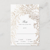 Floral Wreath White Black Emerald Gold Wedding RSVP Kaartje (Voorkant)