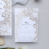 Floral Wreath White Black Emerald Gold Wedding RSVP Kaartje