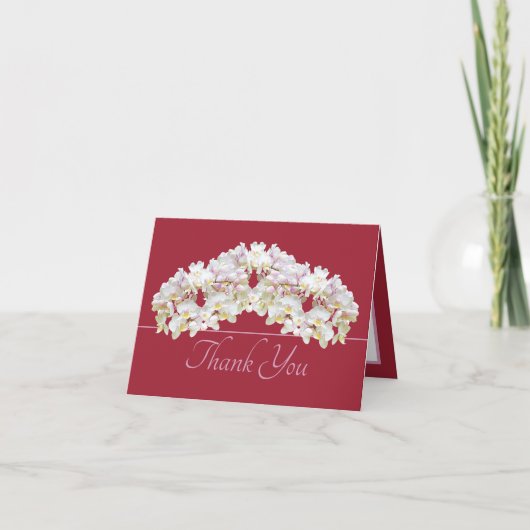 Floral Wreath White Orchids Chic Floral Thank You Kaart (Voorkant)