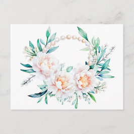 Floral Wreath with Peonies Elegant Valentine’s Day Briefkaart
