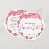 Floral Wreath word je mijn Bloemenmeisje Kaart (Voorkant / Achterkant)