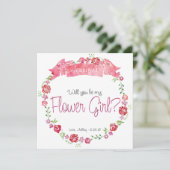 Floral Wreath word je mijn Bloemenmeisje Kaart (Staand voorkant)
