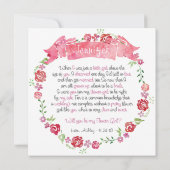 Floral Wreath word je mijn Bloemenmeisje Kaart (Achterkant)