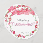 Floral Wreath word jij mijn matron van eer Kaart (Voorkant / Achterkant)