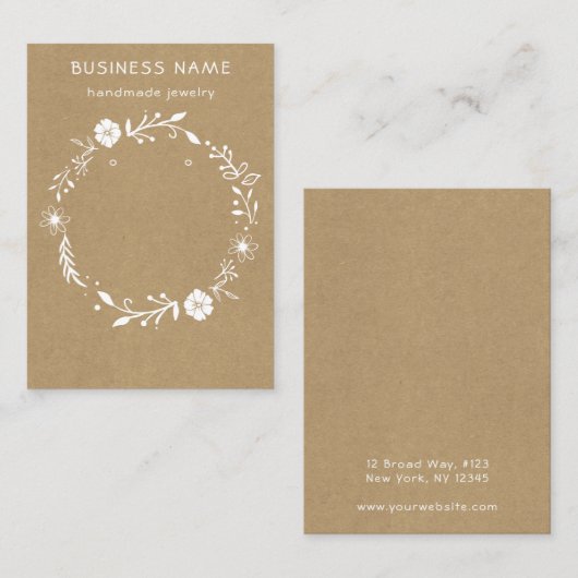 Floral Wreating Long Earring Kraft Display Kaart Visitekaartje (Voorkant / Achterkant)