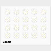 Floral Wreatlabels voor gele Waterverf Ronde Sticker (Vel)
